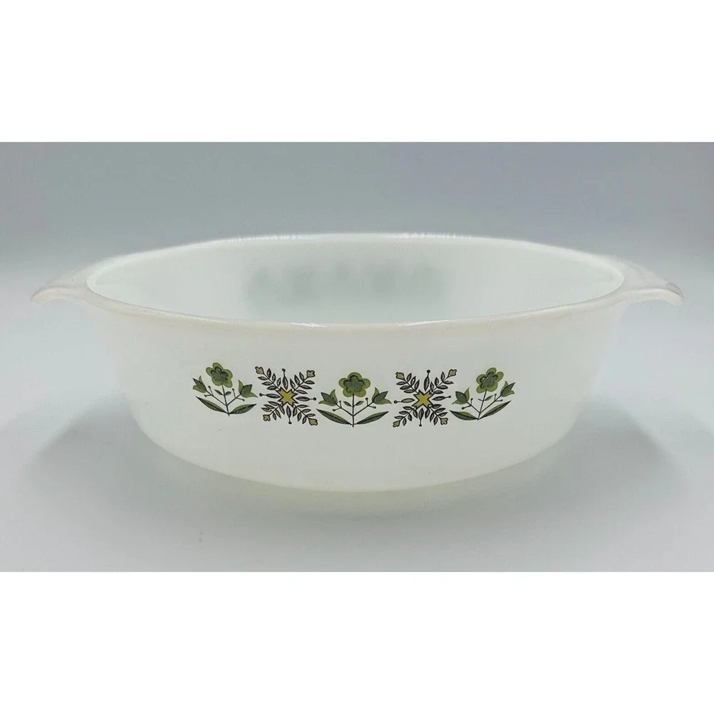 Vintage Anchor Hocking Fire King #437 Meadow Green 1-1/2 qt Casserole Dish USA